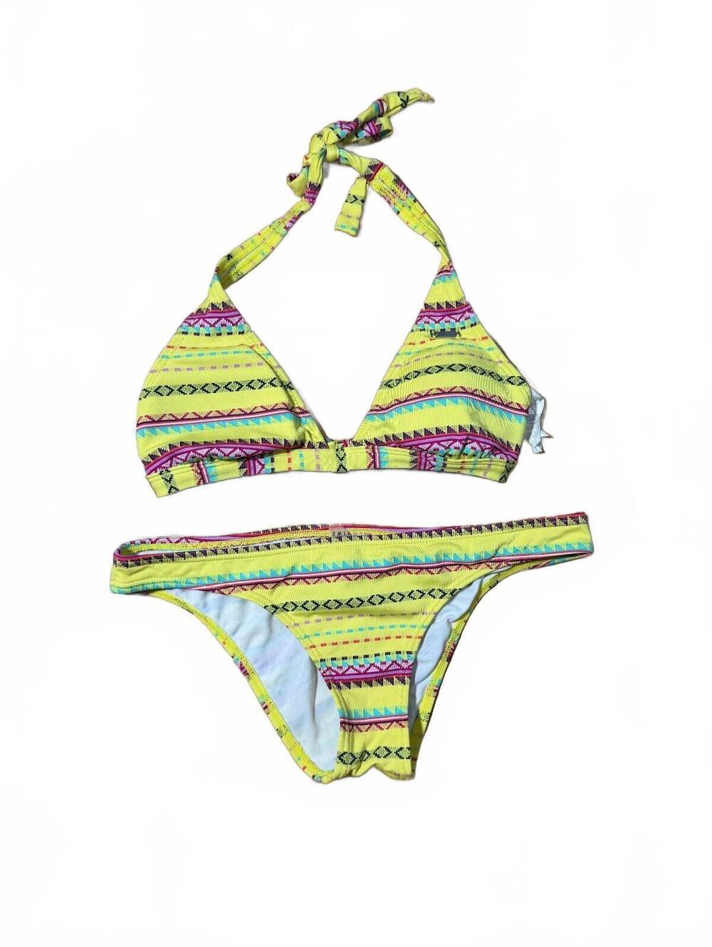 2000s Roxy Swim Yellow Two Piece Bikini Size S